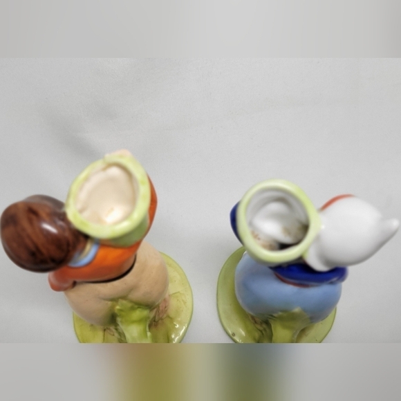 Art Deco 1930's Dutch boy and girl candle stick holders with handle Porcelain - Picture 7 of 9